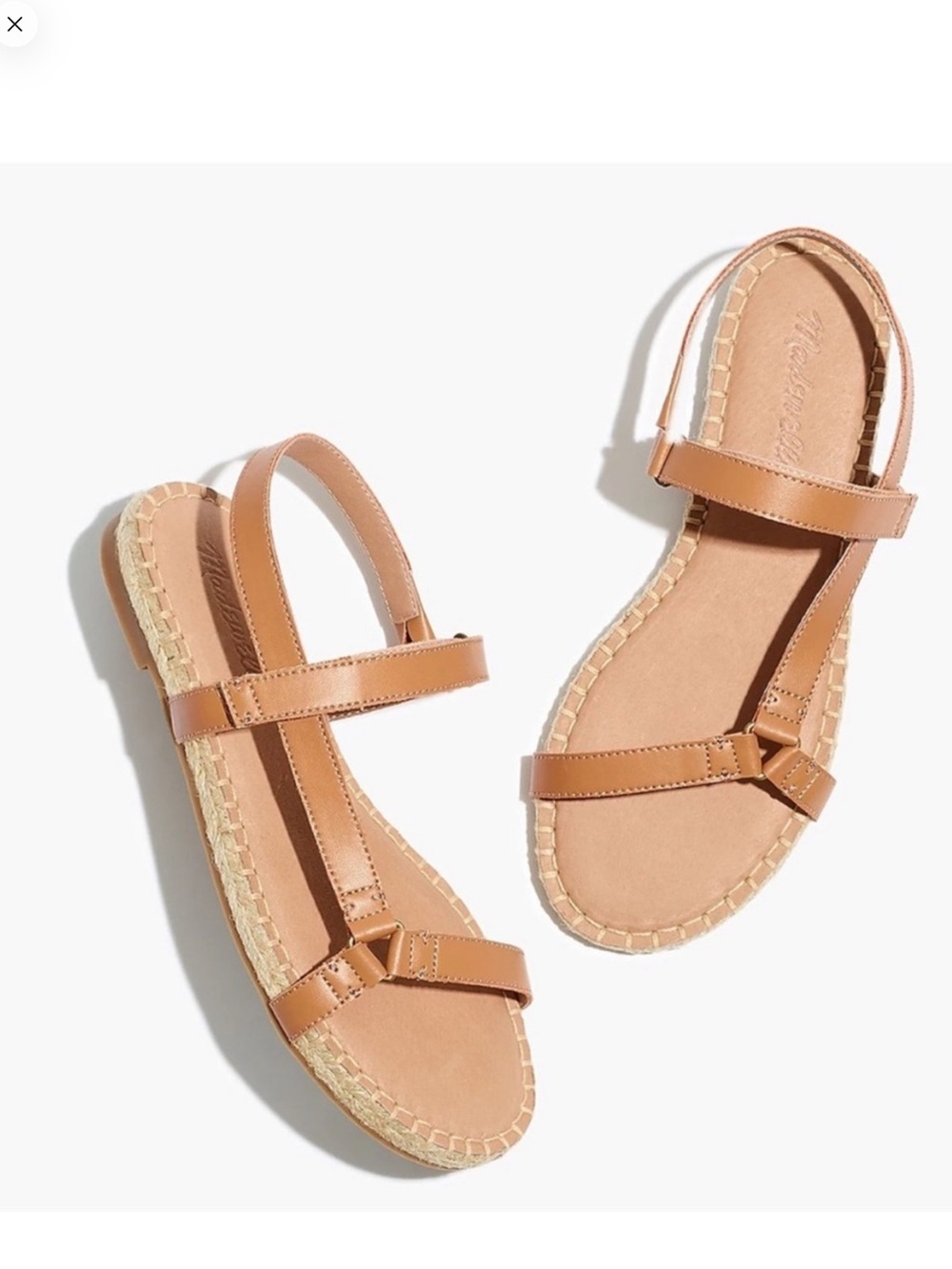 NIB Madewell Velcro Espadrille Leather Sandals Size 8.5